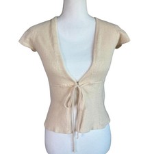 ZARA Tie Front Sweater Cream