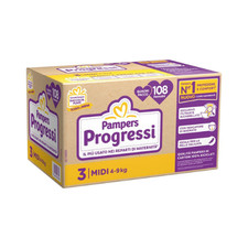 Pampers Progressi Quadri Pannolini Midi Taglia 3 (4-9 kg) Offerta 108 Pannolini