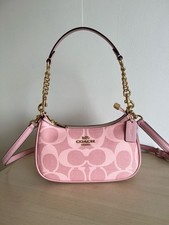 Borsa a tracolla Coach Teri in tela firmata rosa cipria CAL51 (outlet NUOVA)