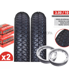 KIT 2 RUOTA COMPLETA PER VESPA 50 PK S  GOMMA CERCHIO CAMERA D'ARIA 3.00-10