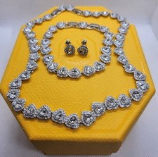 Collana Tennis Orecchini Cuore Angelico Sposa Madre S Braccialetto Set Ispirato 3pz