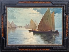 Eduardo Forlenza ( Torre Del Greco NA 1861 - 1934 ). Laguna Veneta,  olio tela  