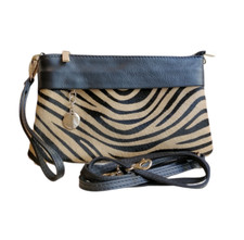 Pochette Pelle tipo Cavallino Small Donna Tracolla Vera Italiana 26x15cm 