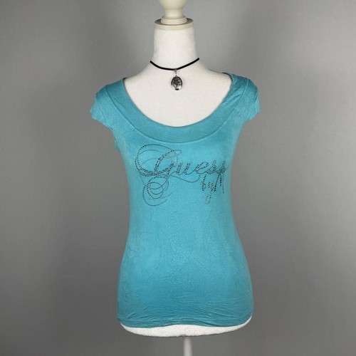 Shirt donna blu guess - t-shirt,