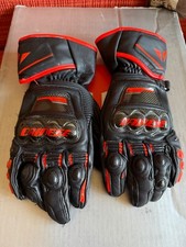 DAINESE Guanti taglia L 9 DRUID D1 LONG IN PELLE NERO ROSSO FLUO SPORTIVI MOTO