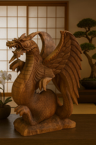 Scultura drago legno - drago,
