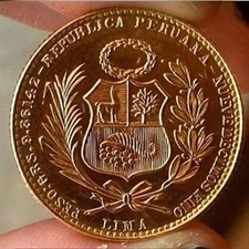 20 SOLES 1965 PERU' ORO GOLD