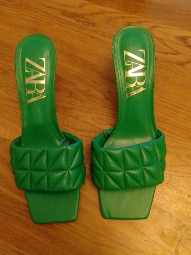 Sandali zara pelle verde - pelle,