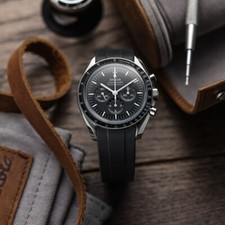 CINTURINO GOMMA RUBBER STRAP MOONWATCH OMEGA 20MM NERO SPEEDMASTER