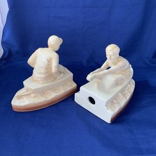 Ferma Libri Coppia Vintage Ceramica Anni’40 Vogatori