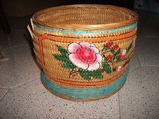 PORTAVASO IN VIMINI DECORO FLOREALE