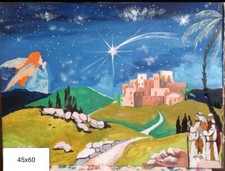 dipinto sfondo presepe su tela