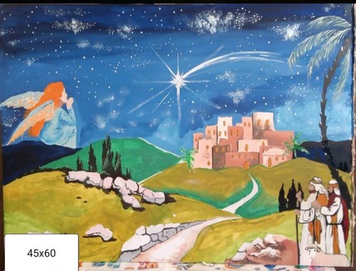 Dipinto sfondo presepe tela - presepe, su