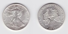 Moneta argento 1 dollaro Silver Eagle USA 1987 1 oncia argento fine cf. (151059)