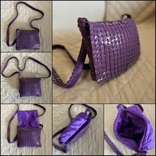 BORSA A SPALLA TRACOLLA A MOSAICO DI QUADRATINI IN ACCIAIO COLORE VIOLA