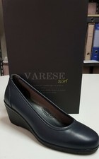 VARESE Soft. Decolletè pratico Made in Italy Nappa Blu Zeppa 60. N° 39