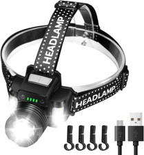 Lampada Frontale LED 2000 Lumen USB -C Ricaricabile Torcia per Elmetto Con Luce 