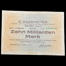 1923 Germania 10 miliardi di marchi post prima guerra mondiale banconota prima guerra mondiale cartamoneta Kaiser