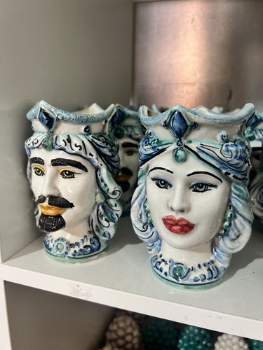 Coppia testa moro - testa, ceramica