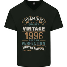 T-Shirt In Cotone V-Neck Premium Vintage Per Il 27° Compleanno 1998 Uomo
