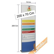 TOTEM PUBBLICITARIO BIFACCIALE DA TERRA CERTIFICATO DA ESTERNO H 200 L 70 CM