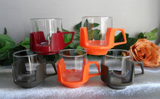 DRINK UP VINTAGE ANNI 70 PYREX VETRO E PLASTICA VERDE ARANCIONE E BORDEAUX