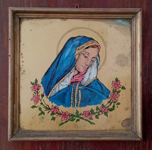 Antica immagine sacra - su, vetro