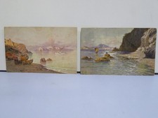 2 antica cartolina CAPRI DA SORRENTO di quadri del pittore G CARELLI 1919 barche