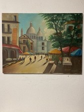 quadro antico  dipinto olio su tela  Scorcio Parigi Firmato