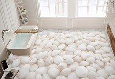 Adesivo 3D bianco piccole pietre I927 pavimento carta da parete murale stampa parete AJ miele 2023