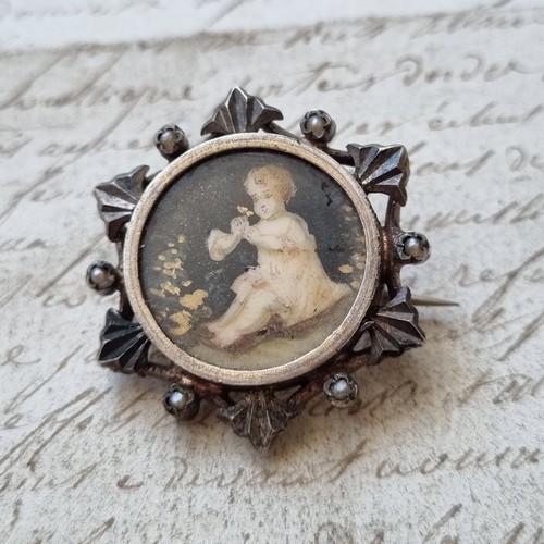 Spilla miniatura dipinta