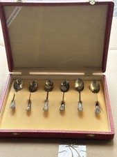 Set 6 Cucchiaini Tè Caffè In Argento 800 con custodia