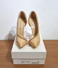 Décolleté d'Orsay, pelle, vernice, beige, strass, tacco blade, Casadei, N.39,5