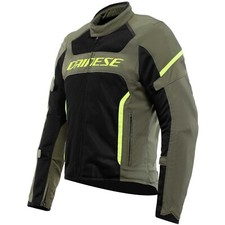 GIACCA ESTIVA JACKET MOTO DAINESE AIR FRAME 3 TEX BLACK GREEN YELLOW FLUO TG 50