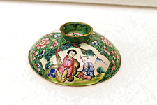 Antico Cinese Cloisonné con Piedini Ciotola Figure,Floreale & Scena Motivi 19thC