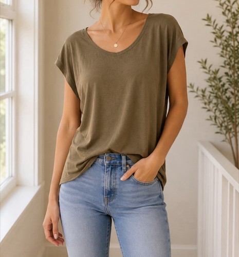 Uniqlo linen olive - green, top