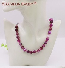 COLLANA LUNGA 45 CM CON PIETRE COLORE FUCSIA NATURALE ROTONDO 10 MM