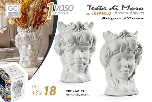Vaso testa moro - di, ceramica