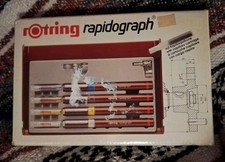 Set 4 penne tecniche radiografiche vintage rOtring disegno artistico linee sottili con custodia