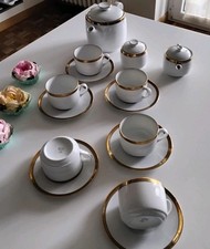 Richard Ginori raro servizio the /caffè Americano Porcellana Filo oro 18pz 1970