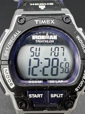 RARE Timex Ironman Triathlon Shock Digital Watch Mens Indiglo 30 Lap Timer i1