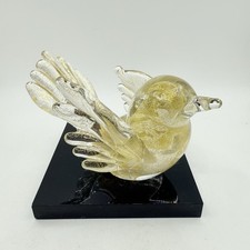 Murano? Colomba uccellino in vetro trasparente con inclusioni foglia oro fermacarte 5” Seguso?