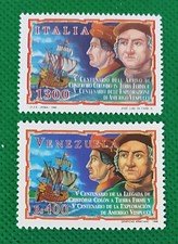 Italia +Venezuela emissione congiunta 2 francobolli Colombo e Vespucci come foto