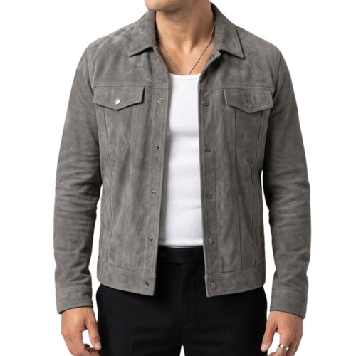 Bomber uomo grigio vera - , pelle