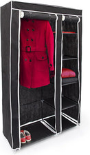 Armadio Di Stoffa Con Asta Attaccapanni, 5 Scomparti, Guardaroba Pieghevole, Riv