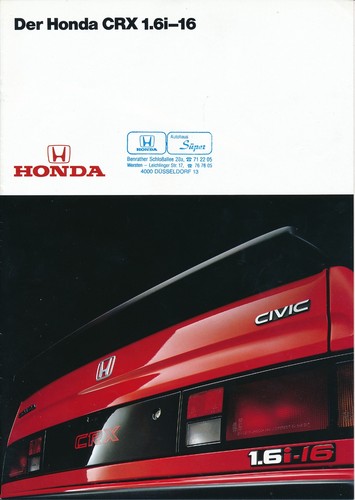 Brochure honda crx 16 - brochure, 1.6i-16