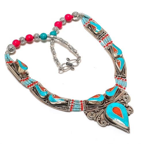 Collana corallo rosso turchese - rosso,