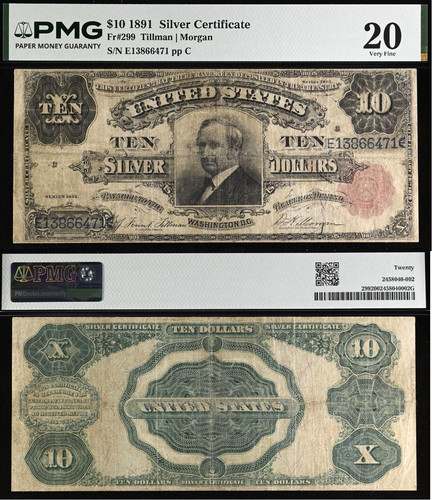 1891 argento certificato - $10,