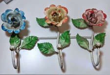 Antico Appendiabiti a 3 posti In Ferro Battuto Floreale primi 900