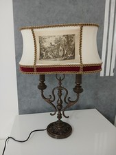 Antica Lampada da Tavolo in Bronzo a 2 Luci Vintage